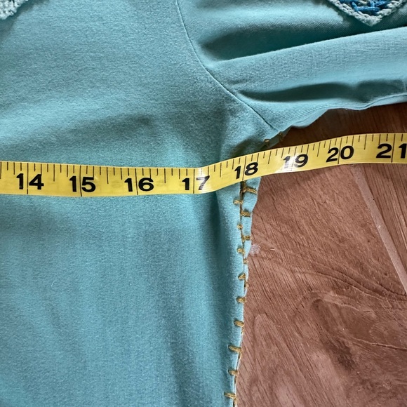 Double D Ranch Turquoise Long Sleeve Embroidered Western "Kick It UP" SZ M - Picture 4 of 6